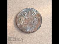 1833 1 Pfenning Scheidemunze token notgeld coin Germany