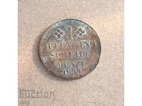 1833 1 Pfenning Scheidemunze token notgeld coin Germania