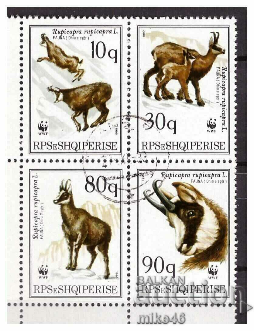 ALBANIA 1990 WWF Mountain Goat, σειρά καρό με σταμπωτό