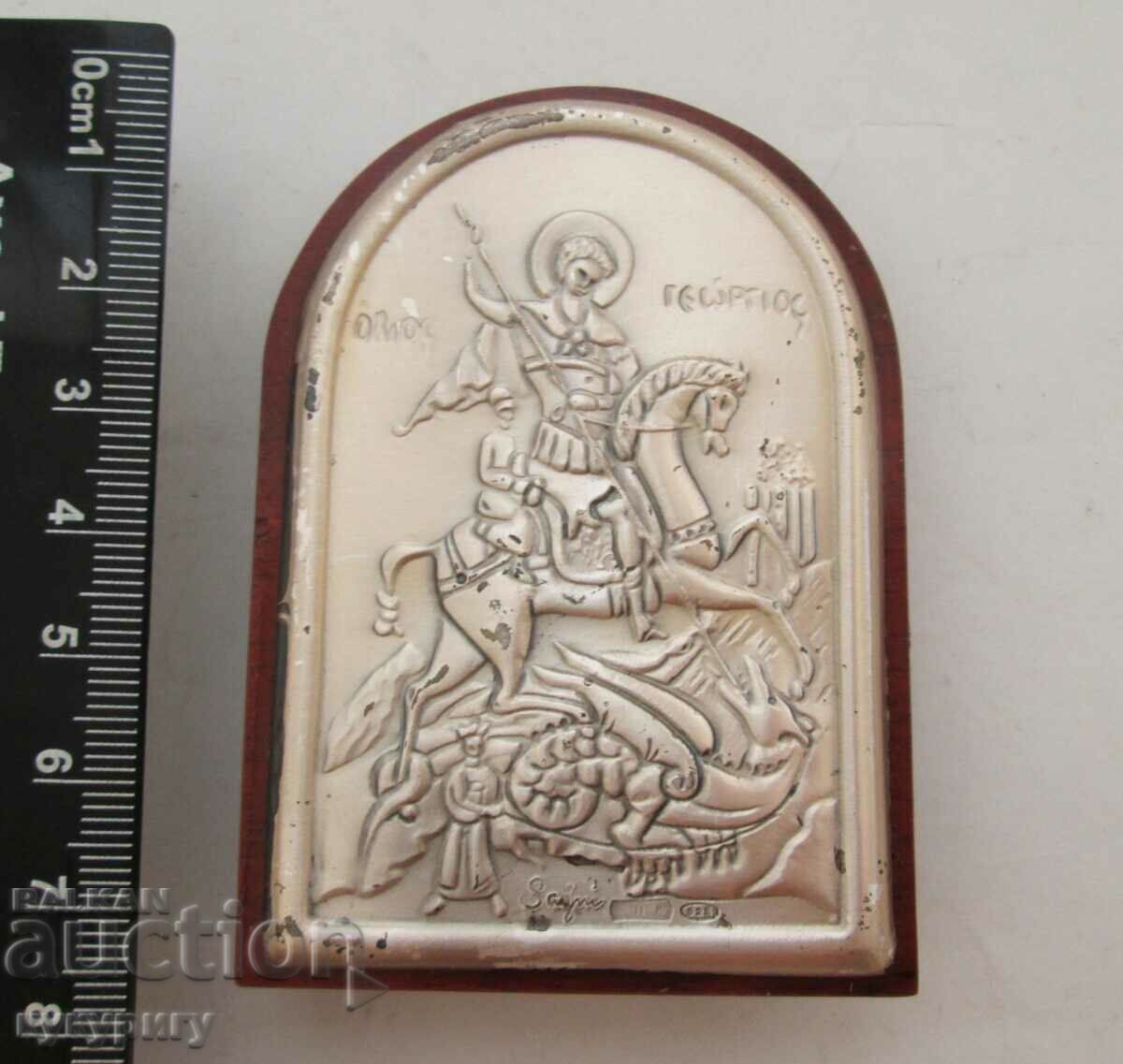 Small silver icon of Saint George for wall or desk - 6 Small silver icon of Saint George for wall or desk - 6