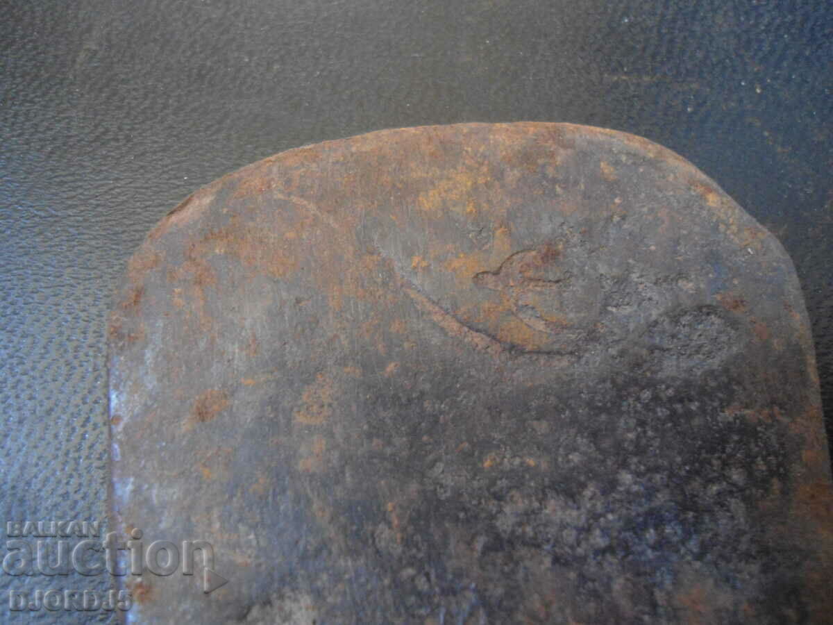 Auction  Old forged agricultural blade, mark, sickle and hammer