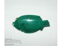 Malachite fish brooch and malachite locket pendant