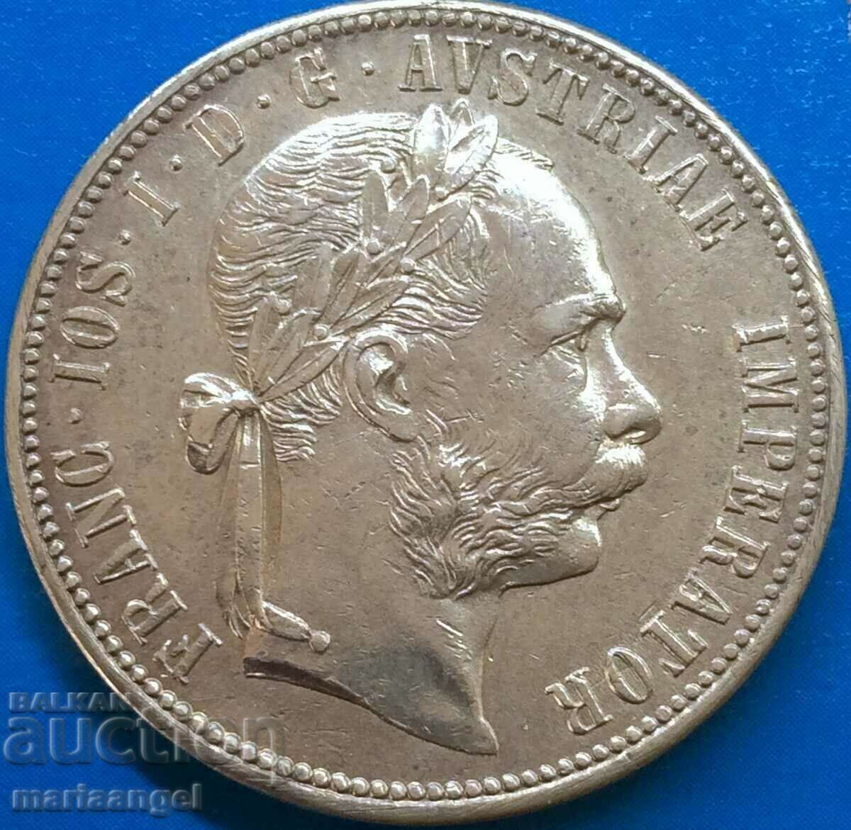 Austria 1 Florin 1879 UNC Patina Silver