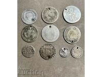 Lot of 10 European silver coins 1719-1913