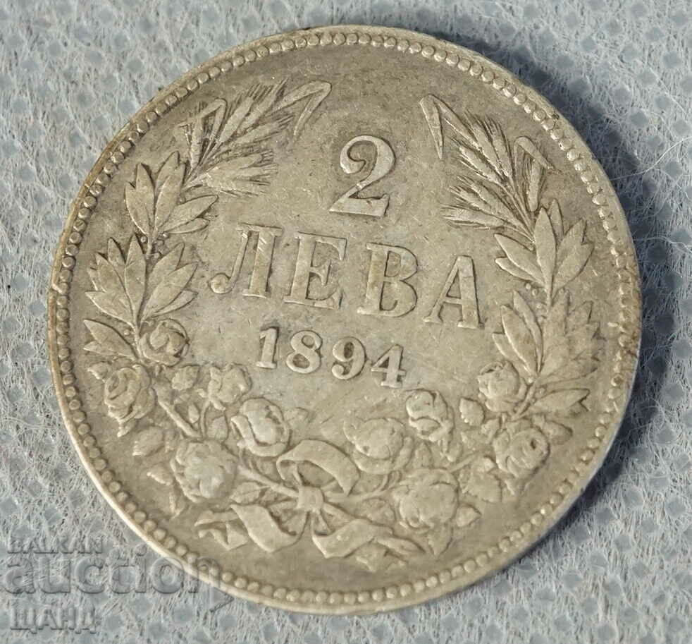 1894 Moneda 2 Leva Ferdinand Argint Argint Bulgaria