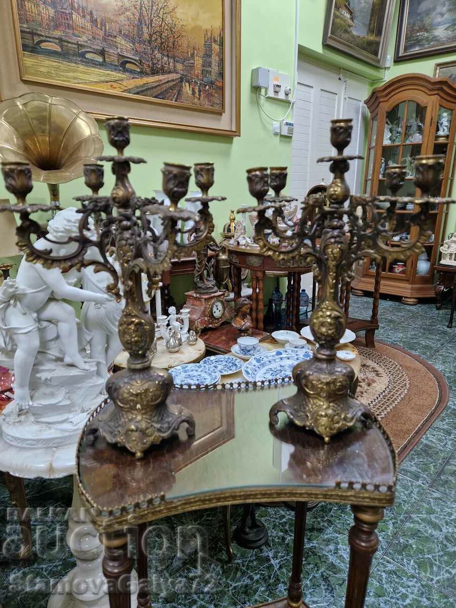 A pair of lovely antique bronze candlesticks