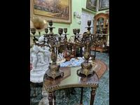 A pair of lovely antique bronze candlesticks