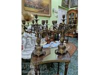 A pair of lovely antique bronze candlesticks