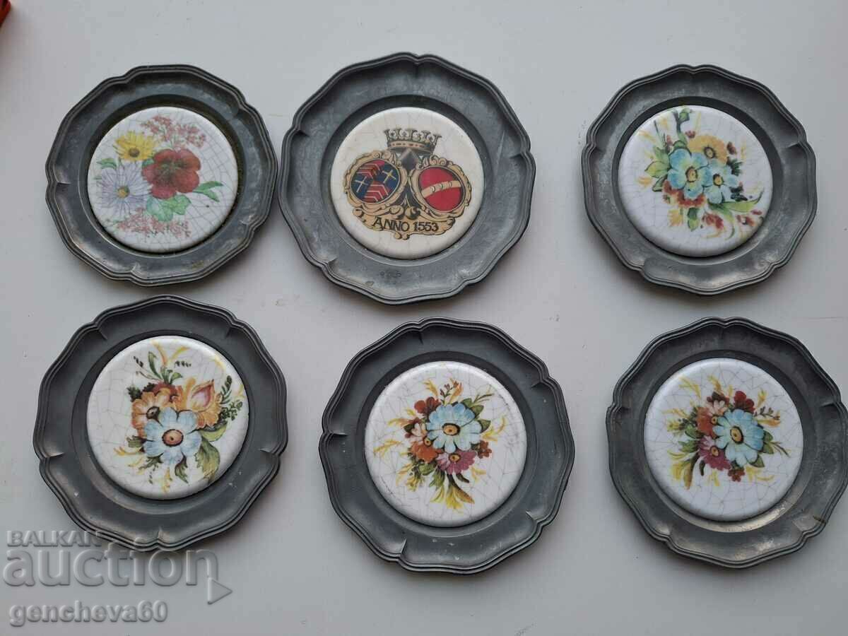 Beautiful, decorative pewter wall plates - 5