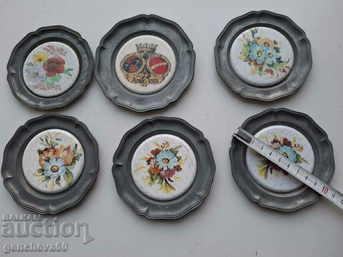 Beautiful, decorative pewter wall plates - 7