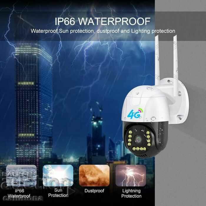Livrarea Cameră IP PTZ de exterior cu 4GSIM, 5 MPx, 12LED, vedere pe timp de noapte Livrarea Cameră IP PTZ de exterior cu 4GSIM, 5 MPx, 12LED, vedere pe timp de noapte