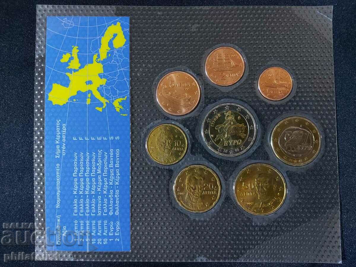 Auction Greece 2002 - Complete bank euro set from 1 cent to 2 euros Auction Greece 2002 - Complete bank euro set from 1 cent to 2 euros