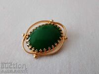 Vintage Green Glass Brooch