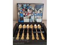 6 coffee spoons with gold plating!