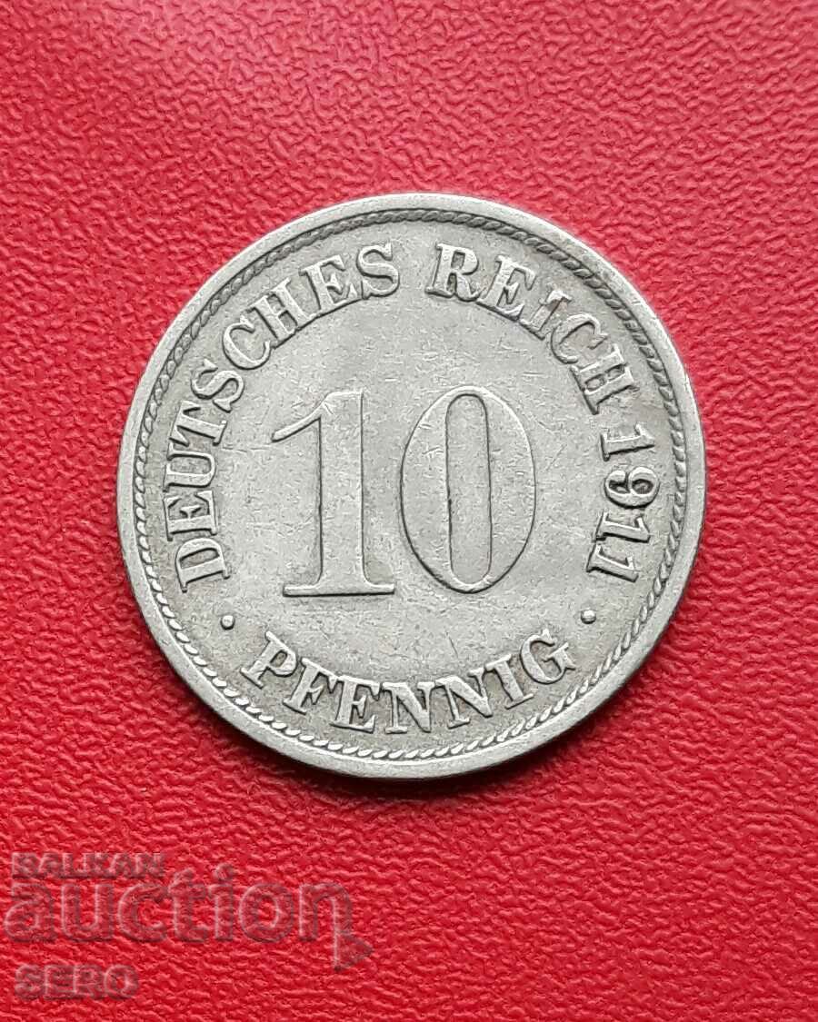 Germania-10 pfennig 1911 F-Stuttgart