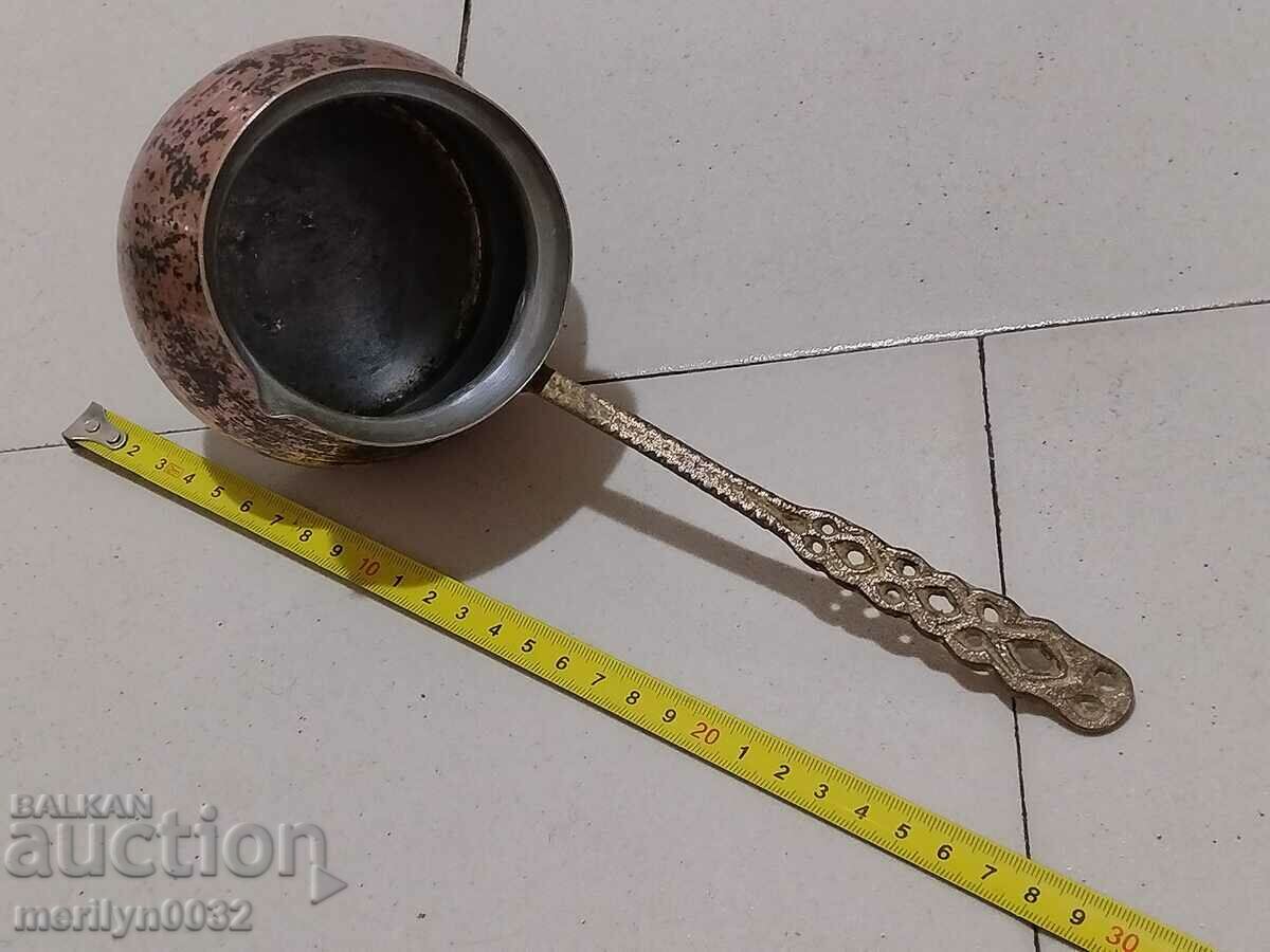 Old tinned copper cezve, coffee pot, copper, copper vessel with price 38.00 BGN | € 19.43 Old tinned copper cezve, coffee pot, copper, copper vessel with price 38.00 BGN | € 19.43