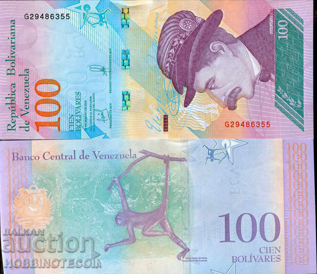 ВЕНЕЦУЕЛА VENEZUELA 100 Боливара issue 22 03 2018 НОВА UNC