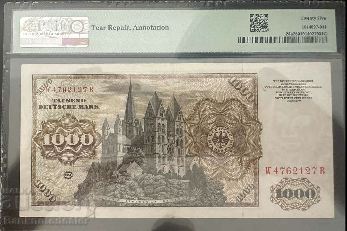 Germany 1000 Deutsche Mark 1960 Pick 24a Ref PMG25 with price 1850.00 BGN | € 945.89 Germany 1000 Deutsche Mark 1960 Pick 24a Ref PMG25 with price 1850.00 BGN | € 945.89