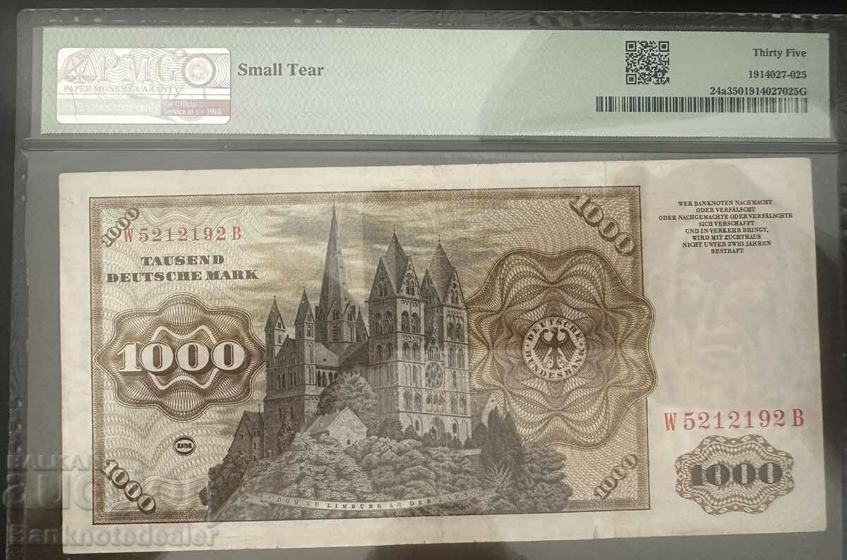 Germany 1000 Deutsche Mark 1960 Pick 24a Ref PMG35 with price 2050.00 BGN | € 1048.15 Germany 1000 Deutsche Mark 1960 Pick 24a Ref PMG35 with price 2050.00 BGN | € 1048.15