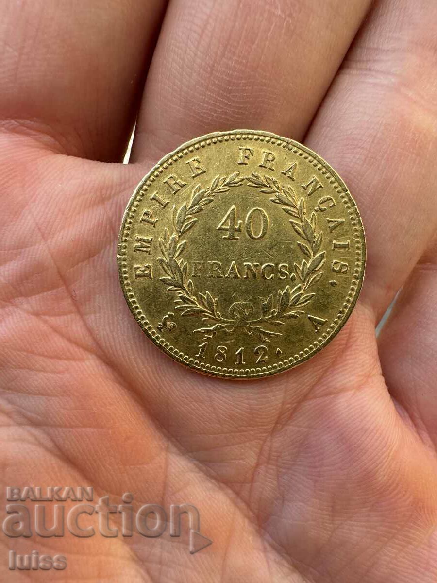 Gold Coin France 40 Francs 1812 Napoleon I