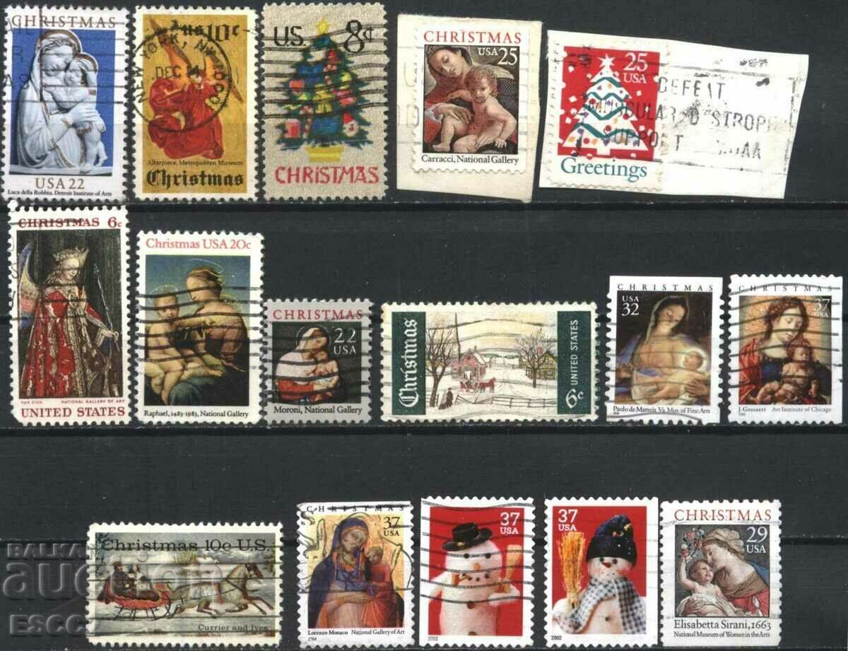 16 Stamps Christmas MIX 1968 - 2004 from USA