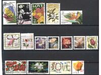 16 Stamped stamps Flora Flowers MIX 1982 - 2007 from USA