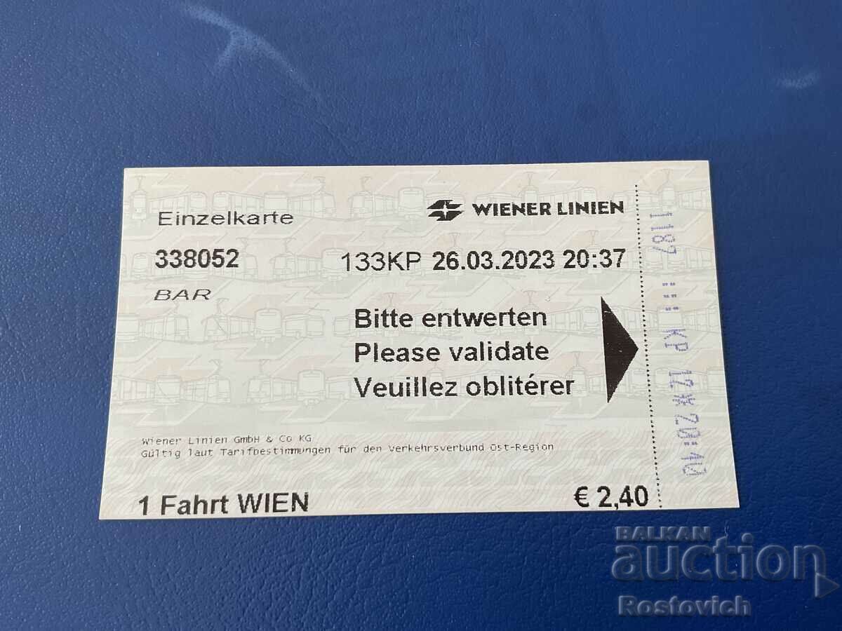 Metro ticket Vienna, Austria.