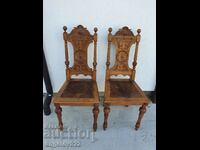 Vintage solid wood chairs with rich wood carving!