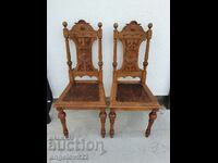 Vintage solid wood chairs with rich wood carving!