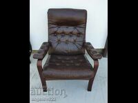 Beautiful solid armchair with natural leather!