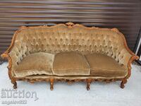 Vintage massive sofa with rich wood carving!!!