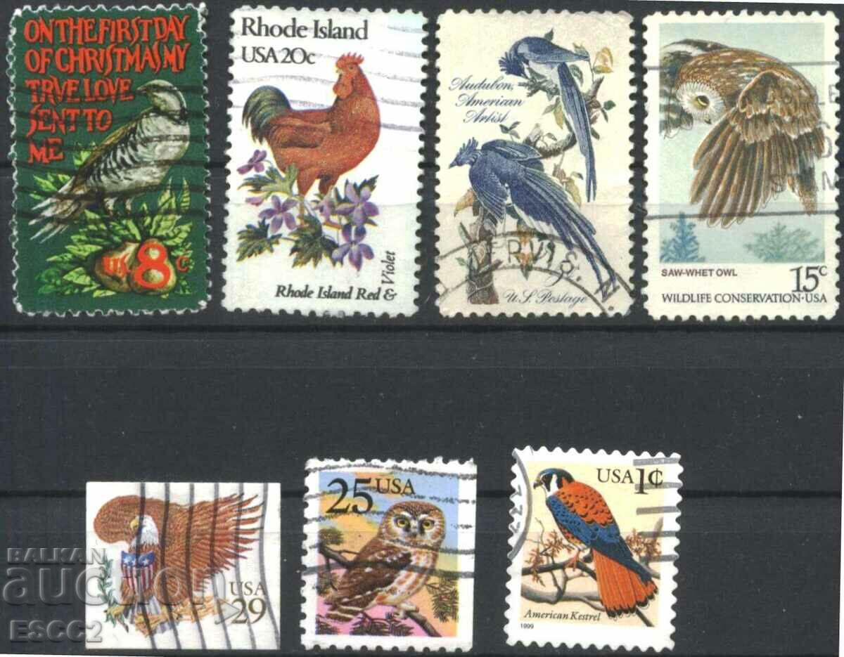 7 Timbre Fauna Bird 1963 - 1999 din SUA