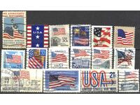 16 Stamped National Flag Stamps 1966 - 2007 from USA