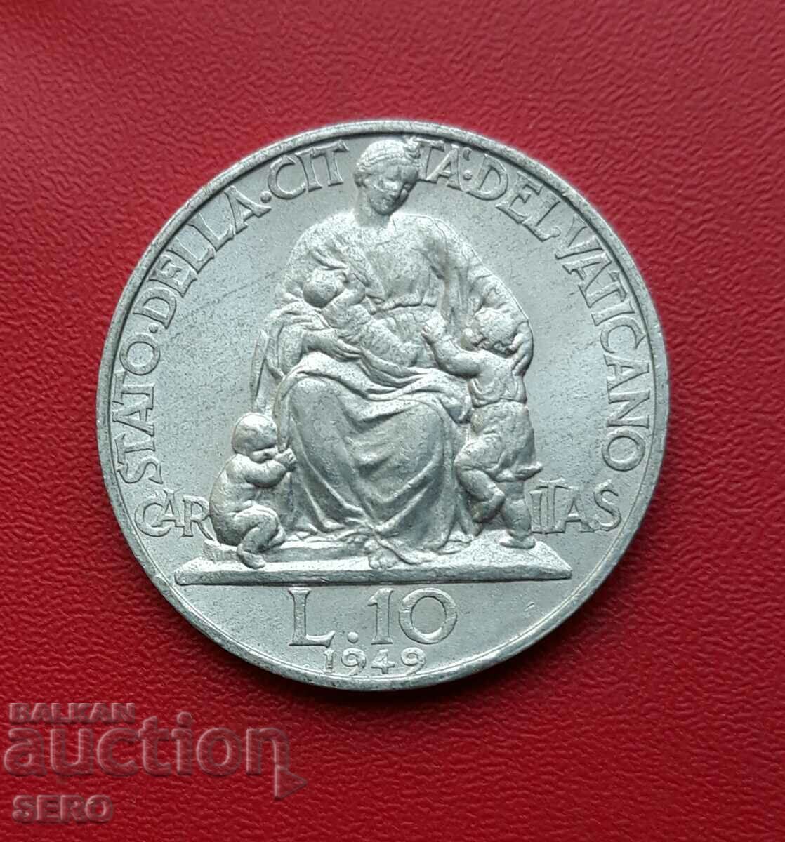 Vatican-10 lire 1949-foarte rar