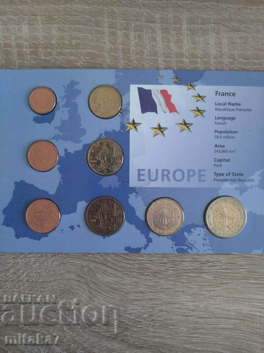 Set of euro coins, France