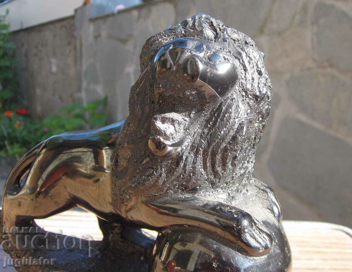 old natural anthracite lion statuette figure - 5 old natural anthracite lion statuette figure - 5