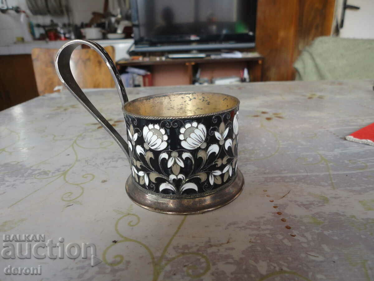 Russian silver coaster cup enamel gilding 916 with price 1400.00 BGN | € 715.81 Russian silver coaster cup enamel gilding 916 with price 1400.00 BGN | € 715.81