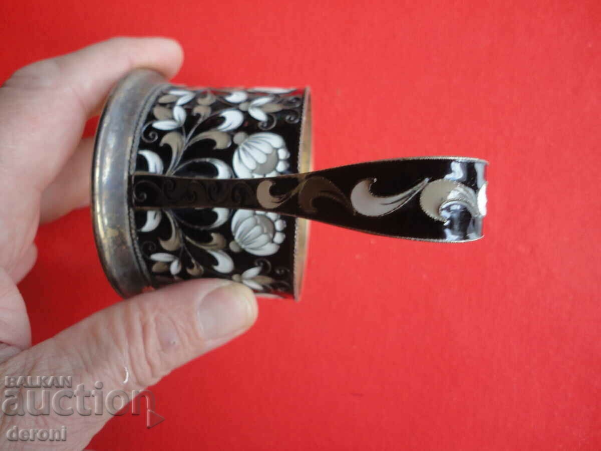 Auction Russian silver coaster cup enamel gilding 916 Auction Russian silver coaster cup enamel gilding 916