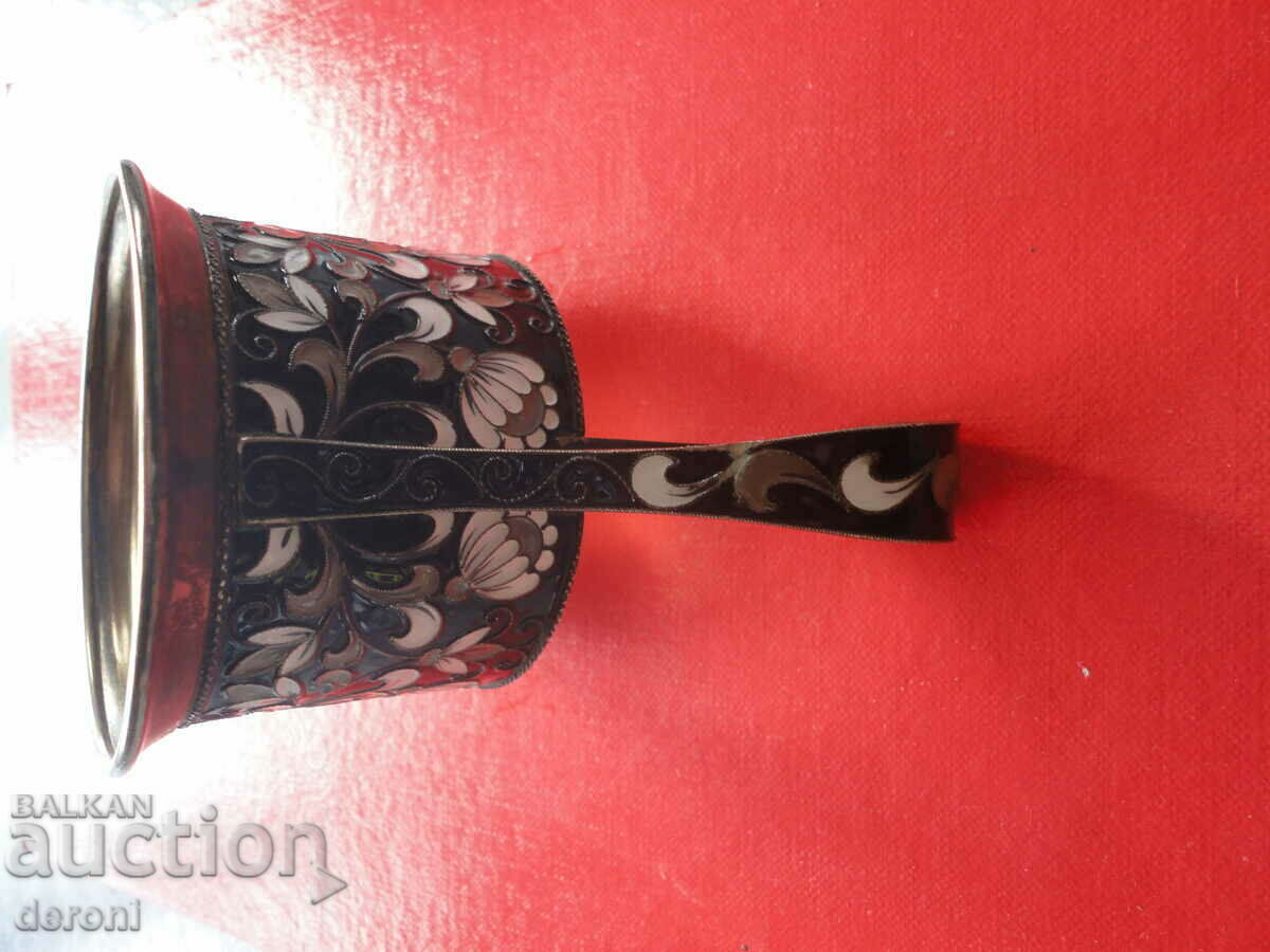 Russian silver coaster cup enamel gilding 916 - 5 Russian silver coaster cup enamel gilding 916 - 5