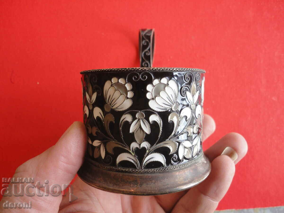 Russian silver coaster cup enamel gilding 916 - 7 Russian silver coaster cup enamel gilding 916 - 7