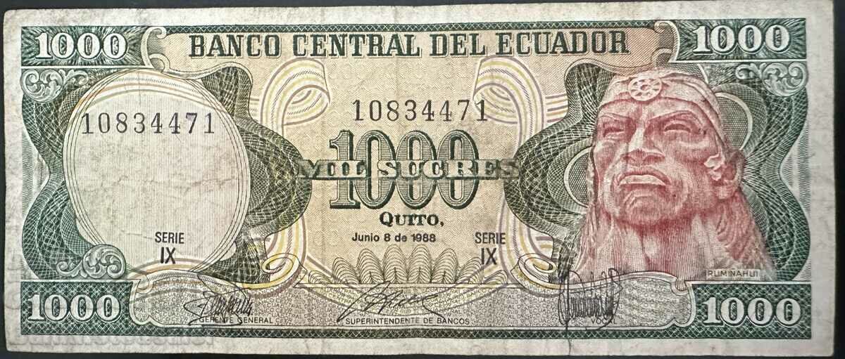 Ecuador 1000 Diez Sucres 1988 Pick 125b Ref 4471