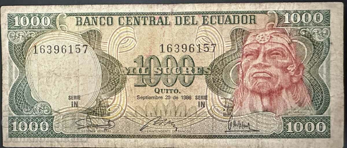 Ecuador 1000 Diez Sucres 1988 Pick 125b Ref 6157