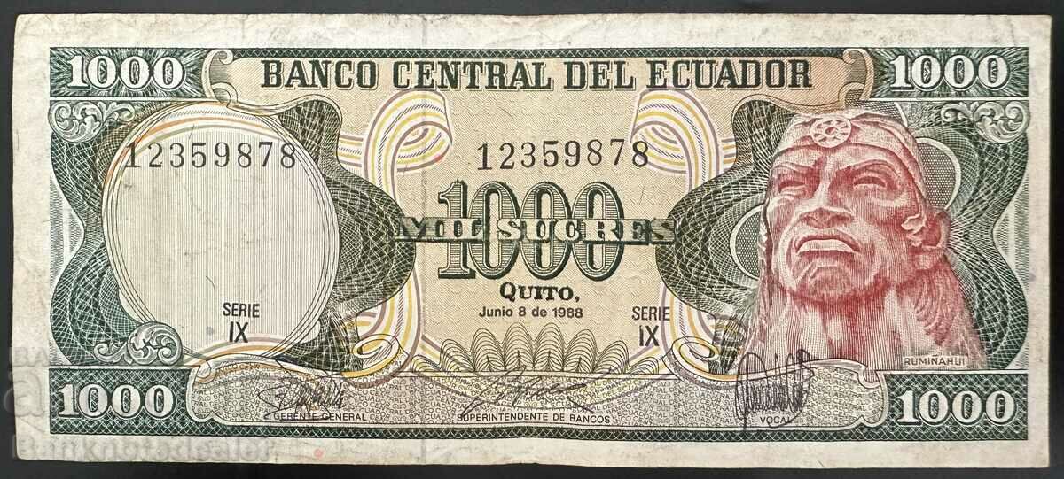 Ecuador 1000 Diez Sucres 1988 Pick 125b Ref 9878