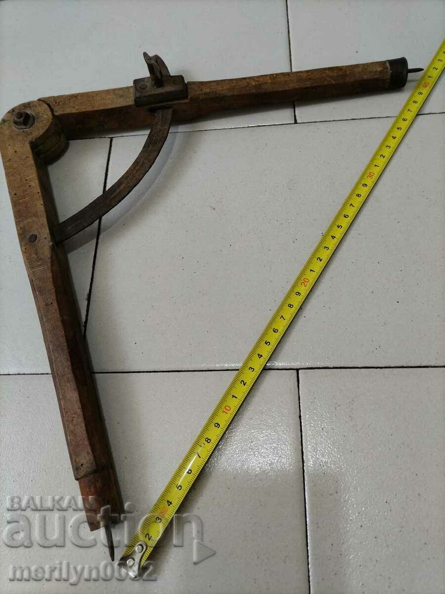 Rigla veche de tâmplărie, riglă, din lemn, primitivă - 6