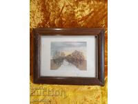 Picture old print 29 x 23 cm. Wooden frame