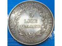 Lombardy Venice 5 lira 1848 Italy 25g Patina silver