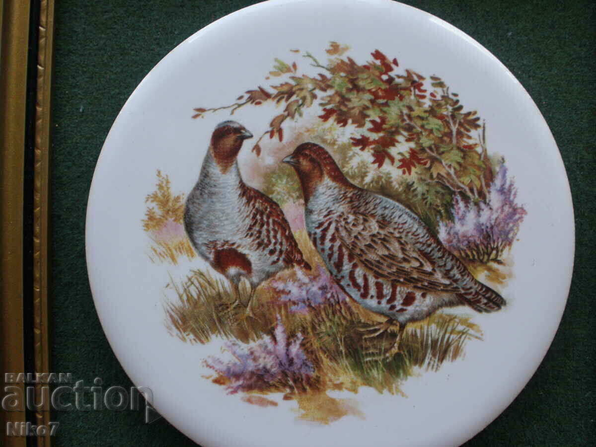 Auction Ancient, ceramic wall panel, hunting theme - "Partridges". Auction Ancient, ceramic wall panel, hunting theme - "Partridges".
