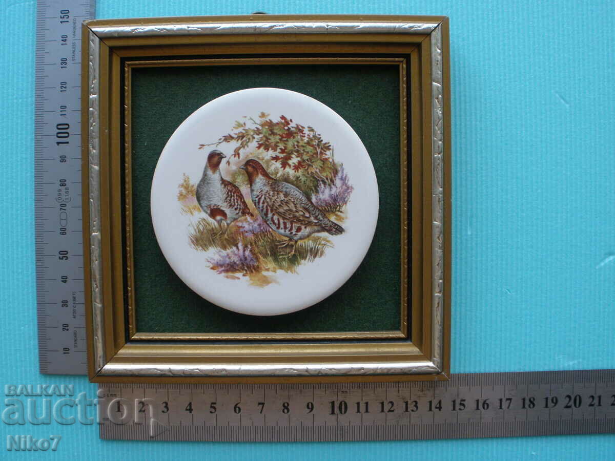 Ancient, ceramic wall panel, hunting theme - "Partridges". - 6 Ancient, ceramic wall panel, hunting theme - "Partridges". - 6