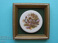 Ancient, ceramic wall panel, hunting theme - "Partridges".