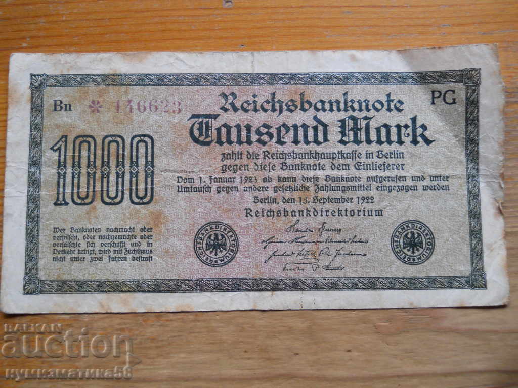 1000 marks 1922 - Germany ( F ) 1000 marks 1922 - Germany ( F )